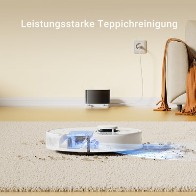 DREAME D9 Max Gen2 Staubsaugerroboter, 6000Pa Saugroboter mit Wischfunktion, Bewegliche Bürste, Karten für mehrere Böden, Ideal für Teppiche, Hartböden und Tierhaare, Weiß