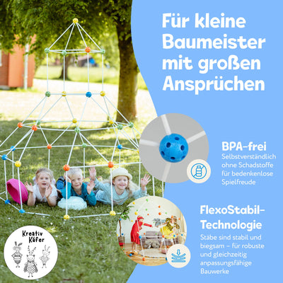 Kreativ Käfer Konstruktionsspielzeug DIY Höhle Bauen Kinder Set BAU Spielzeug Höhlenbauset Creative Fort Decke Bude Steckbaukasten Steckspiel Outdoor Indoor Garten
