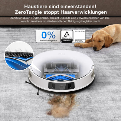 ECOVACS DEEBOT T30 PRO OMNI Saugroboter mit Wischfunktion, mit TrueEdge Moppin, Zero Tangle Bürste, 11.000 PA Saugkraft mit heißem Wasser und Smart Rewash, Farbe Silber