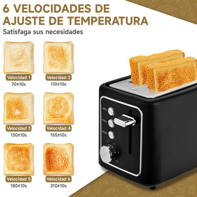Pukomc toaster,2 scheiben Retro extra breite Toastschlitze 3,3 cm Schlitzen Extra Wide Slot Toaster mit herausnehmbarer Krümelschale,6 Bräunungsstufen,3 Hauptfunktionen, schwar