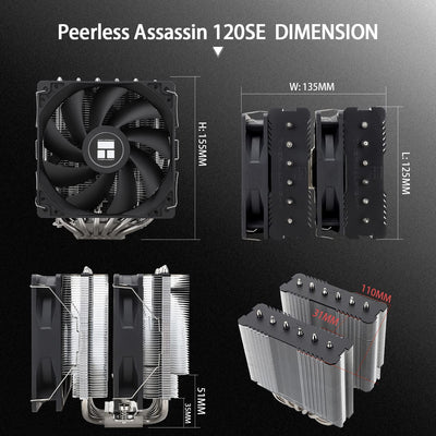 Thermalright Peerless Assassin 120 SE CPU Luftkühler, 6 Heat Pipes Kühler, Dual 120mm TL-C12C PWM Lüfter,Aluminium Kühlkörper Abdeckung,AGHP Technologie, für AMD AM4/AM5 Intel 1700/1150/1151/1200