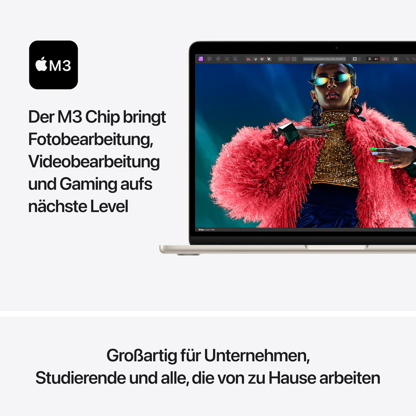 Apple 2024 13" MacBook Air Laptop mit M3 Chip: 13,6" Liquid Retina Display, 16 GB gemeinsamer Arbeitsspeicher, 512 GB SSD Speicher, beleuchtete Tastatur, 1080p FaceTime HD Kamera, Polarstern