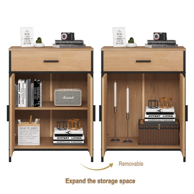 EUGAD Badezimmerschrank mit 1 Schublade 2 Türen, freistehender Badschrank, Badkommode mit verstellbarem Regal, Aufbewahrungsschrank für Wohnzimmer Küche Flur, 60x80x30 cm