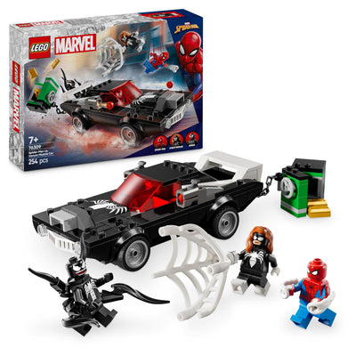 LEGO Marvel Spider-Man Mech vs. Venom Muscle Car - Auto Spielzeug mit 3 Superhelden Minifiguren - Modellauto mit Shootern - Geschenk für Jungen und Mädchen ab 7 Jahren 76309