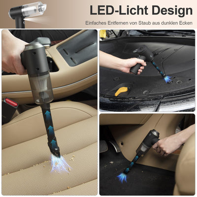 ASFSKY 8000Pa Kabelloser Handstaubsauger, 3600 mAh Akku Handstaubsauger, 2-in-1 Mini-Staubsauger, Autostaubsauger, Tragbarer Staubsauger mit 300ml Staubkammer für Auto, Tierhaare, Computer (Schwarz)