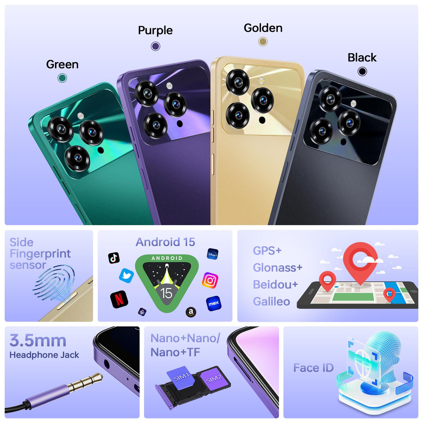 OUKITEL C6 5G Smartphone Ohne Vertrag, 24GB RAM+256GB/1TB ROM Handy Ohne Vertrag, 6.8'' HD+90Hz, 5150mAh, Android 15 Simlockfreie Handys, 50MP Kamera Smartphone, Dual 5G SIM/GPS/Face ID/Fingerabdruck