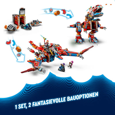 LEGO DREAMZzz 2-in-1 Coopers Dino-Mech C-Rex, Spielzeug-Pterodaktylus, T.Rex-Actionfigur für Jungen und Mädchen, kreatives Spielzeug, Abenteuer-Set, Geschenk für Kinder ab 9 Jahren 71484