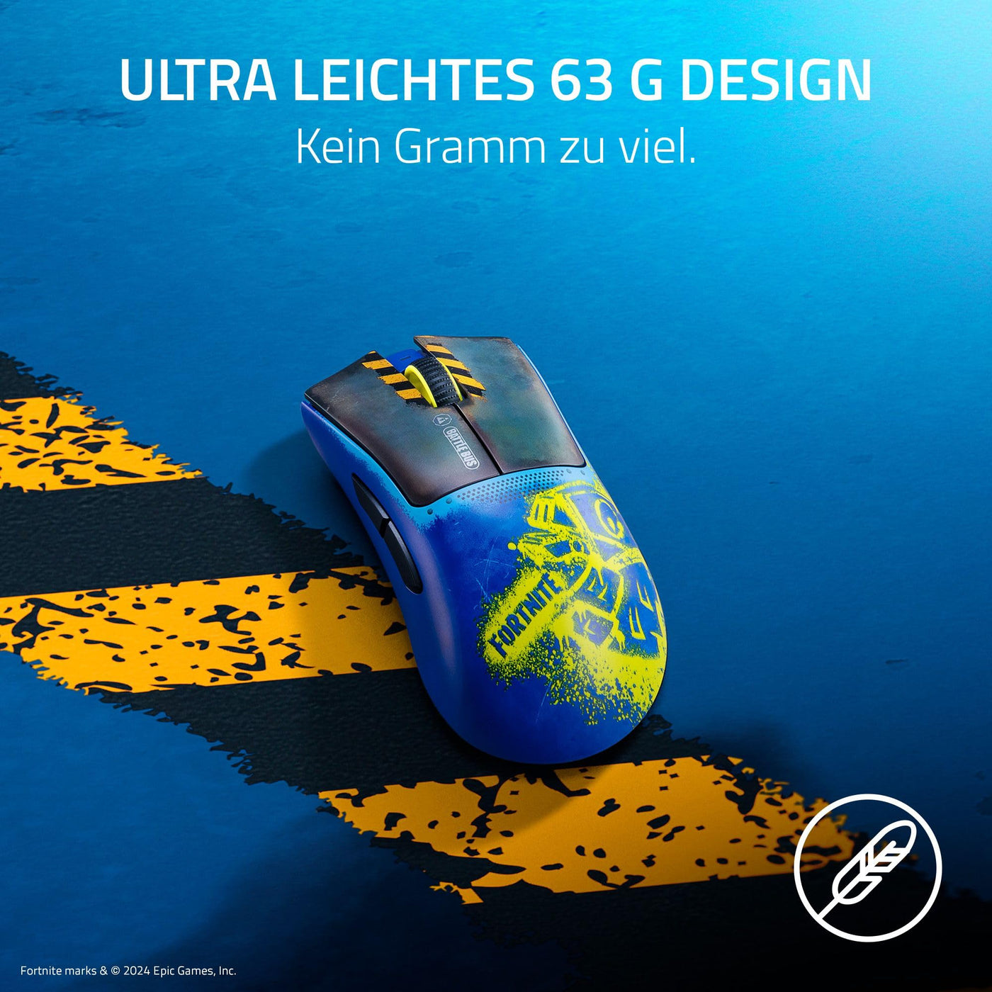 Razer DeathAdder V3 Pro - Fortnite Edition Kabellose Esports Gaming-Maus - Focus Pro 30K DPI optischer Sensor (63g leicht, ergonomische Form, Mausschalter Gen-3, HyperSpeed Wireless) Fortnite