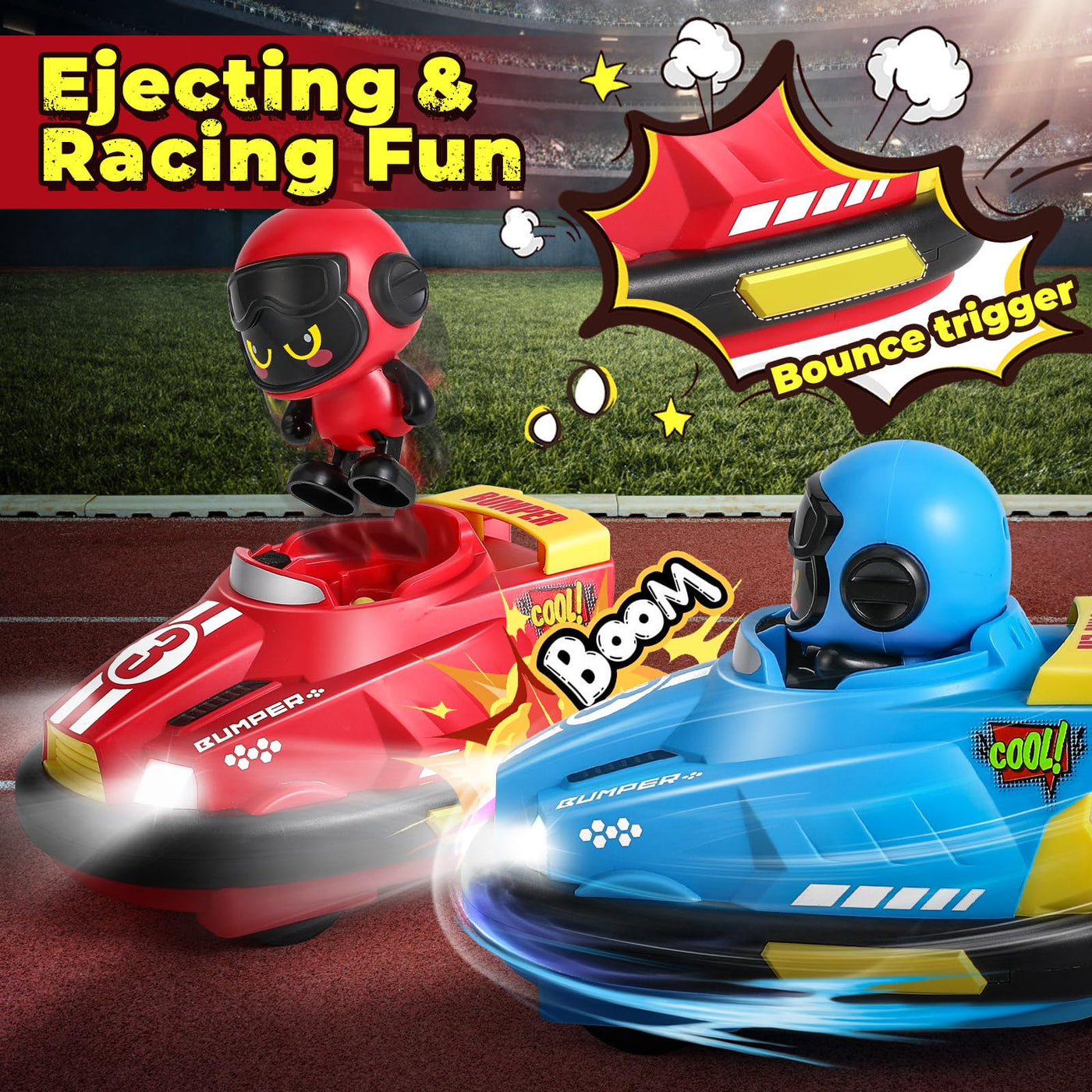 FRUSE Ferngesteuertes Auto ab 3 Jahre,2 Stück Autoscooter Ferngesteuert Kinder,RC Bumper Cars mit Musik und Licht,2,4 GHz Ferngesteuertes Fußballwagen RC Auto Spielzeug,Geschenke für Jungen Mädchen
