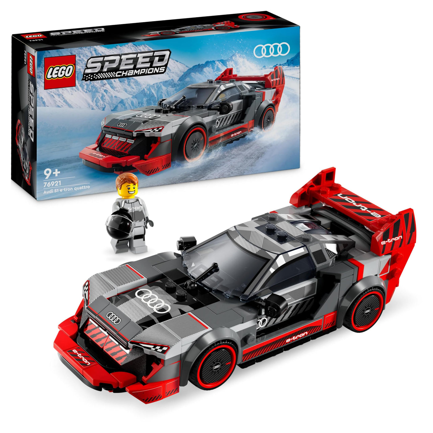 LEGO Speed Champions Audi S1 e-tron Quattro Rennwagen Set mit Auto-Spielzeug zum Bauen, Spielen und Ausstellen, Modellauto für Kinder, Geschenk für 9-jährige Jungs und Mädchen 76921
