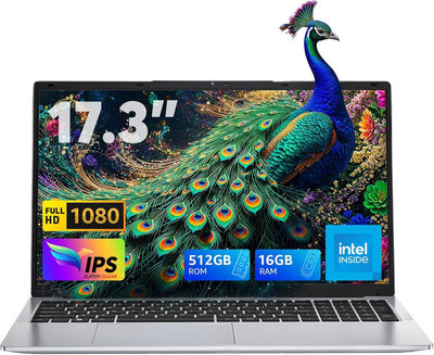 ACEMAGIC 17,3 Zoll Laptop,16GB DDR4 512GB SSD Notebook, N-97 Processor up to 3.6GHz Laptop Computer, WiFi, BT5.0, 3 x USB 3.2,6000mAh Batterie,180° Öffnen und Schließen