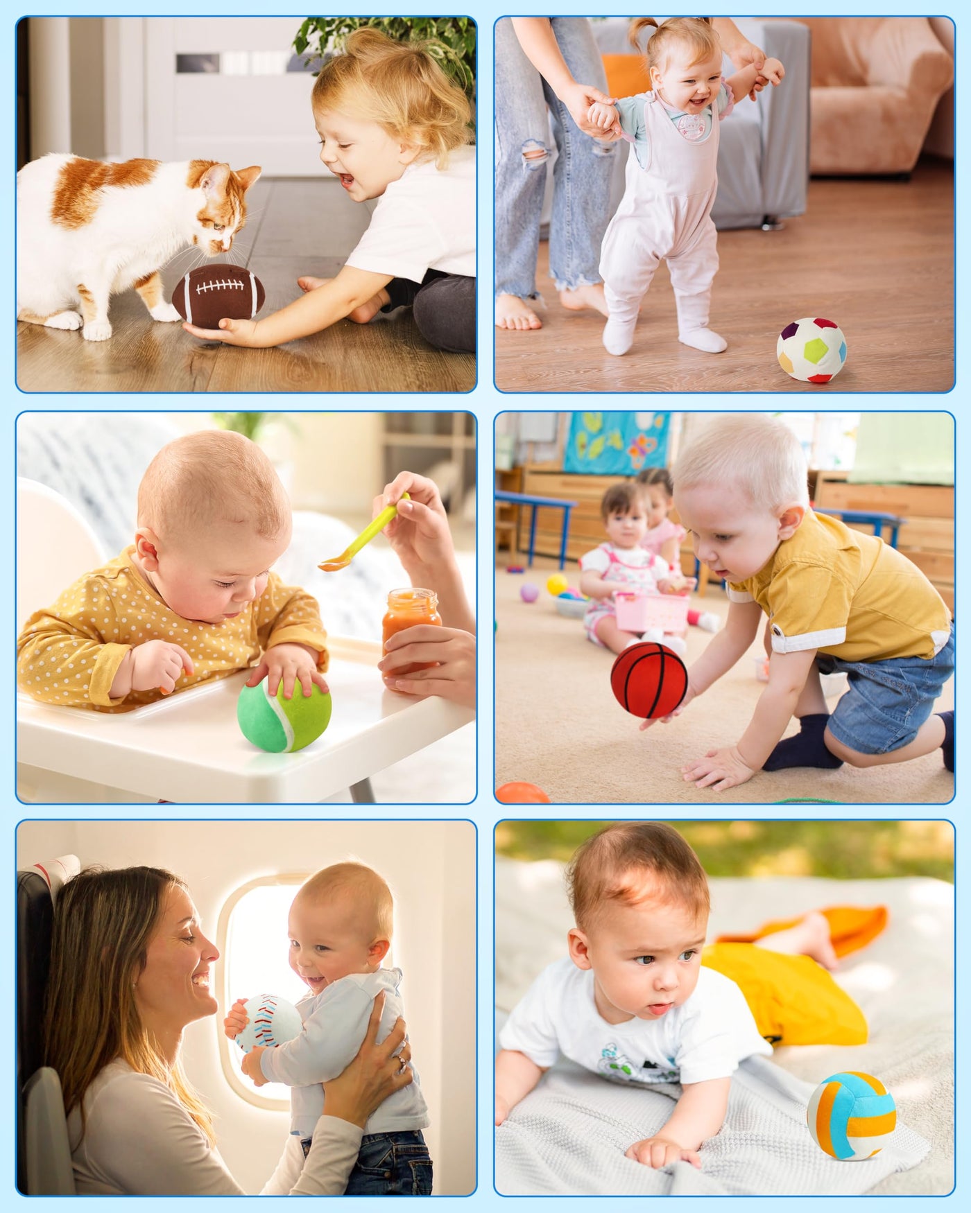 Vanmor Sensory Sports Balls für Kleinkinder, Babyspielzeug mit Reisetasche, Frühes Lernspielzeug für Babys ab 12 Monaten. Perfekt für die Sensorische Entwicklung, Tolles Geschenk für die Kleinen