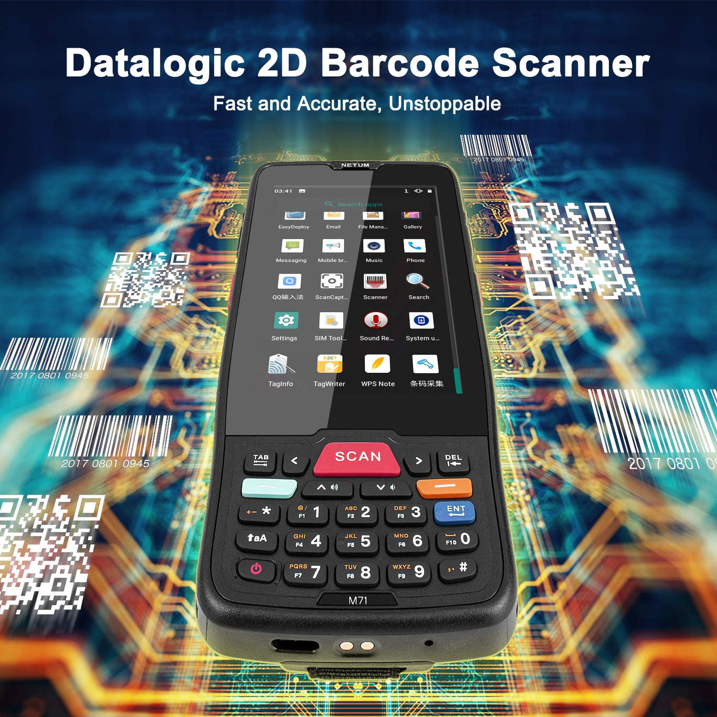 NETUM Handheld PDA Android 9.0 Terminal 2D Barcode Scanner LCD 4 Zoll Touchscreen mit WiFi 4G Bluetooth GPS PDA Barcode Reader
