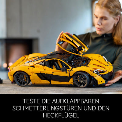 LEGO Technic McLaren P1, Set mit Supersportwagen für Erwachsene, Geschenk für Autofans, maßstabsgetreues Sammlerstück mit V8-Kolbenmotor und 7-Gang-Getriebe, Modellauto, Spielzeugauto Set 42172