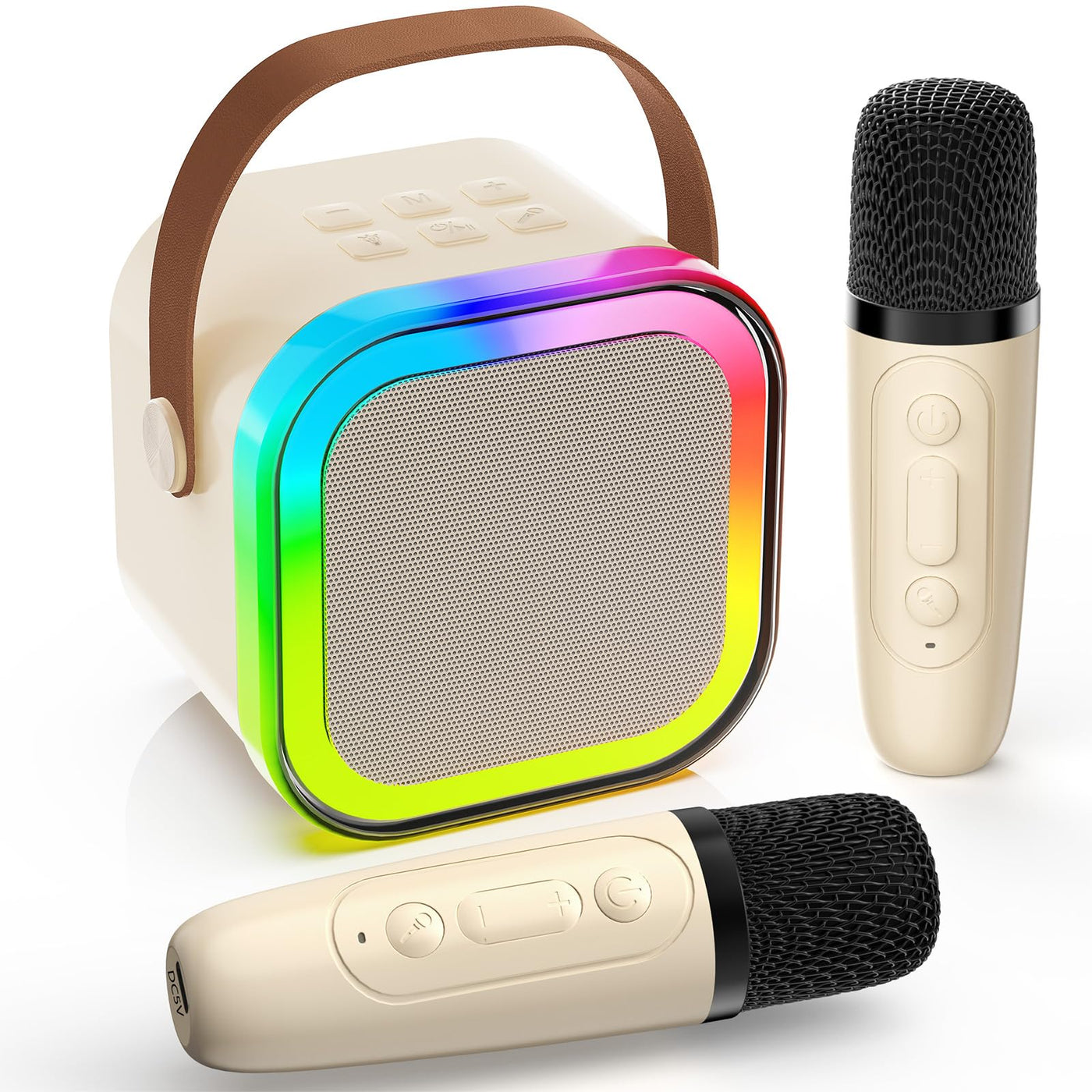 JYX Karaoke Maschine für Kinder mit 2 Karaoke Mikrofon, Mini Karaoke Anlage, Bluetooth Karaoke Lautsprecher Geschenk für Brithday, Kids Karaoke Set Box - Geschenke für Kinder 3-12 Jahre