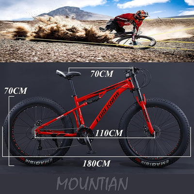 Kcolic Mountainbike, 26 Zoll 21 Gang Fat Tire Fahrrad, Rahmen Aus Kohlenstoffstahl, Vollfederung, Doppelscheibenbremse, 4,0 Zoll Dicke Räder Für Trail Und Strandfahrten D,26in21