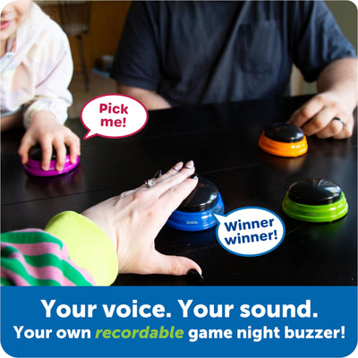 Learning Resources Buzzer mit Aufnahmefunktion (4 Stück) Antwort Buzzer mit Sound, reaktionstraining, Buzzer mit aufnahmefunktion, Buzzer für Spieleabende im Klassenzimmer und in der Familie, 3+