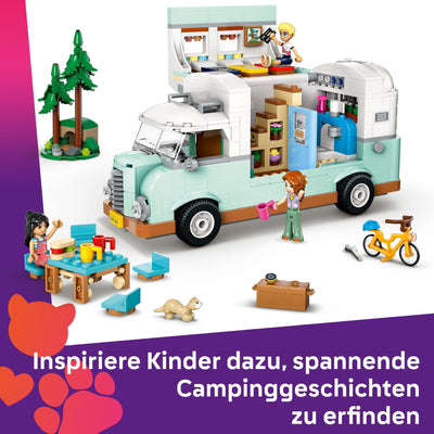 LEGO Friends Wohnmobil, Bauset für Rollenspiele mit einem Spielzeug Wohnwagen, Geschenk für Mädchen ab 7 Jahren, kreatives Spielset mit 3 Minifiguren und Frettchen Tierfigur 42663