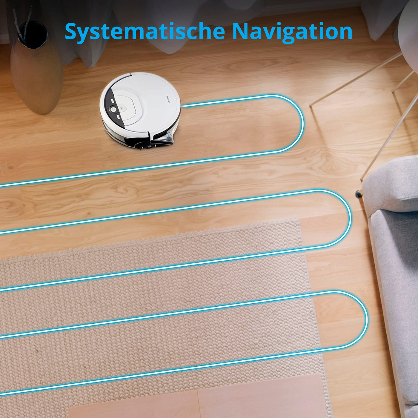 MEDION Wischroboter mit Wassertank (intelligente Navigation, Bodenreiniger mit Walze für Holzboden Hartboden Parkett, getrennter Schmutzwassertank/Frischwassertank, MD 20053) weiß