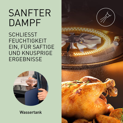 Panasonic NF-CC600AXE Air Fryer mit Sichtfenster, 6 l, 80–200 °C, digitaler Timer & LCD-Display, sanfte Dampfzugabe, 11 Voreinstellungen, einfache Reinigung, Schwarz mit Griff in Roségold