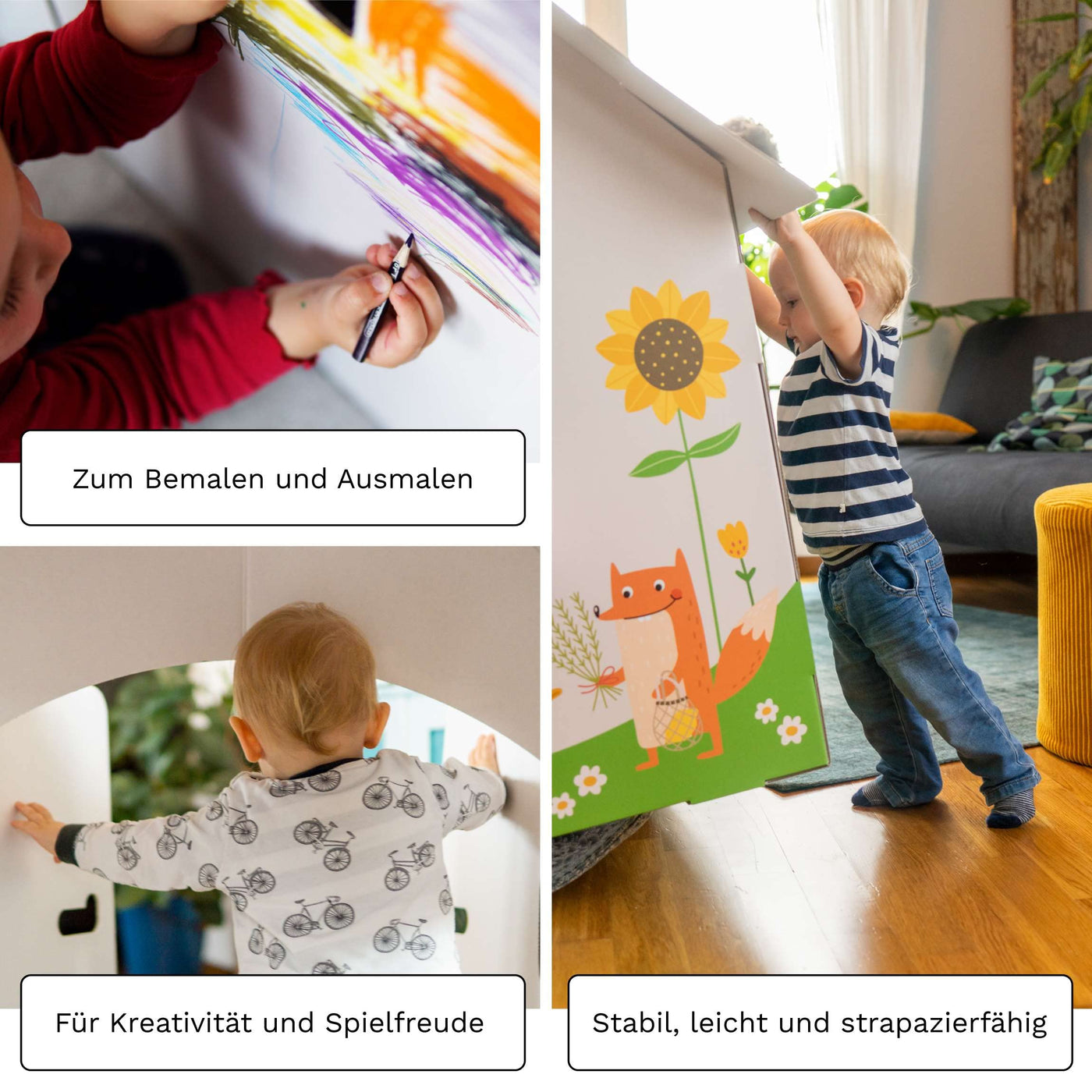 FOLDZILLA Steckenpferde 10er Set aus Pappe 115 x 40 x 25 cm Hobbyhorse Stockpferde - Pferd weiß zum Bemalen und Bekleben