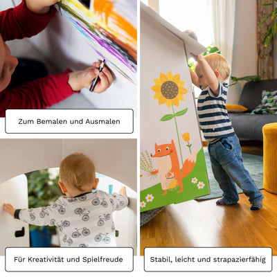 FOLDZILLA Steckenpferde 10er Set aus Pappe 115 x 40 x 25 cm Hobbyhorse Stockpferde - Pferd weiß zum Bemalen und Bekleben