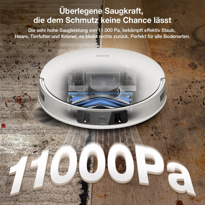 ECOVACS DEEBOT T30S Saugroboter mit Wischfunktion, 11000Pa Saugkraft, ZeroTangle Technologie, Adaptive TruEdge™ Kantenreinigung, Heißwasser-Mopp-Waschen, Selbstentleerung, Auto-Anheben des Mopps