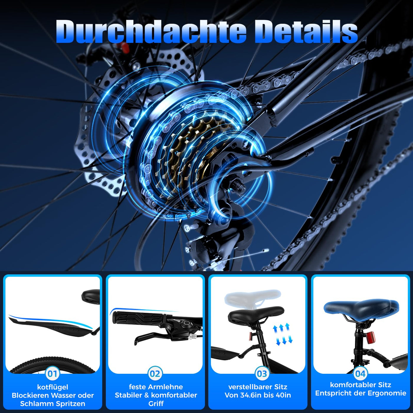 Charocean Mountainbike 26 Zoll Fahrrad Herren Fahrräder 21 Gang-Schaltung Mountain Bike Vollfederung Klapprad mit Scheibenbremse, Fahrrad für Jungen Herren und Damen