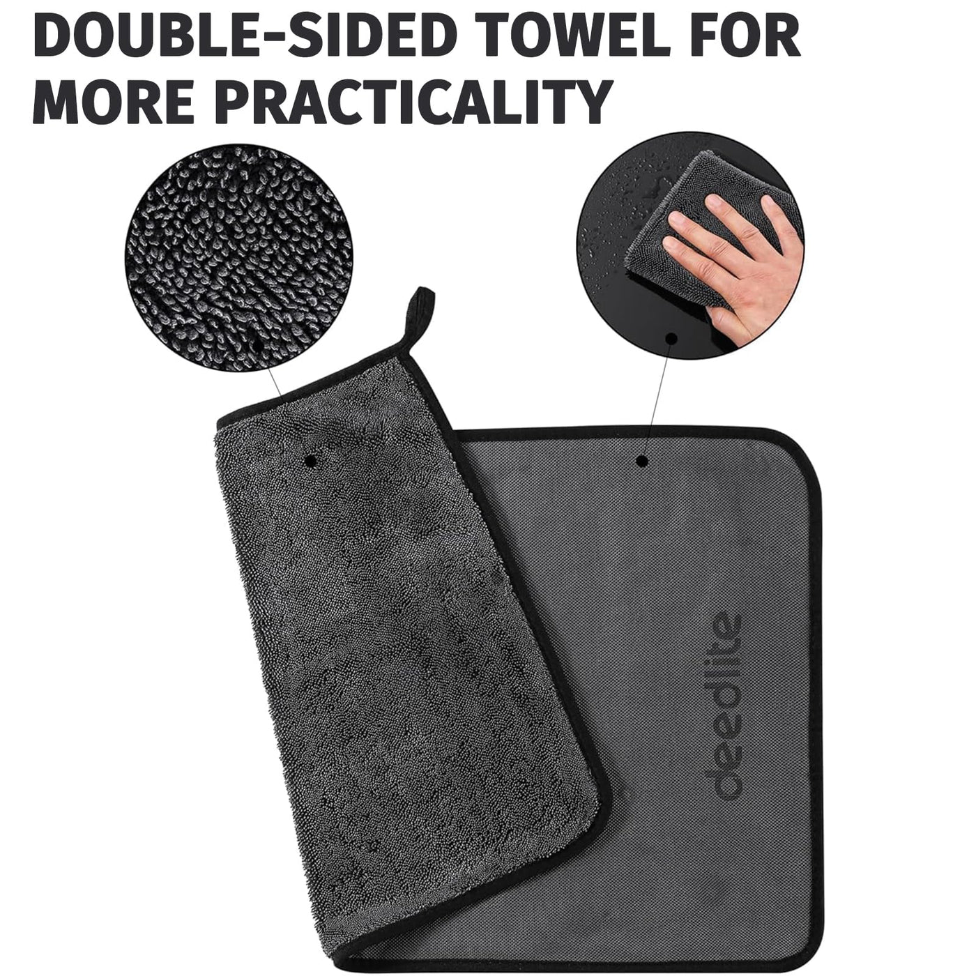 Deedlite Shiny Bath XXL Trockentuch, Fast Dry Trockentuch, Mikrofasertücher, Shiny Bath Wipes Tücher Original, Premium Trockentuch für Duschkabine, Auto, Haushalt, Camping (40x60cm, 3 Stück)