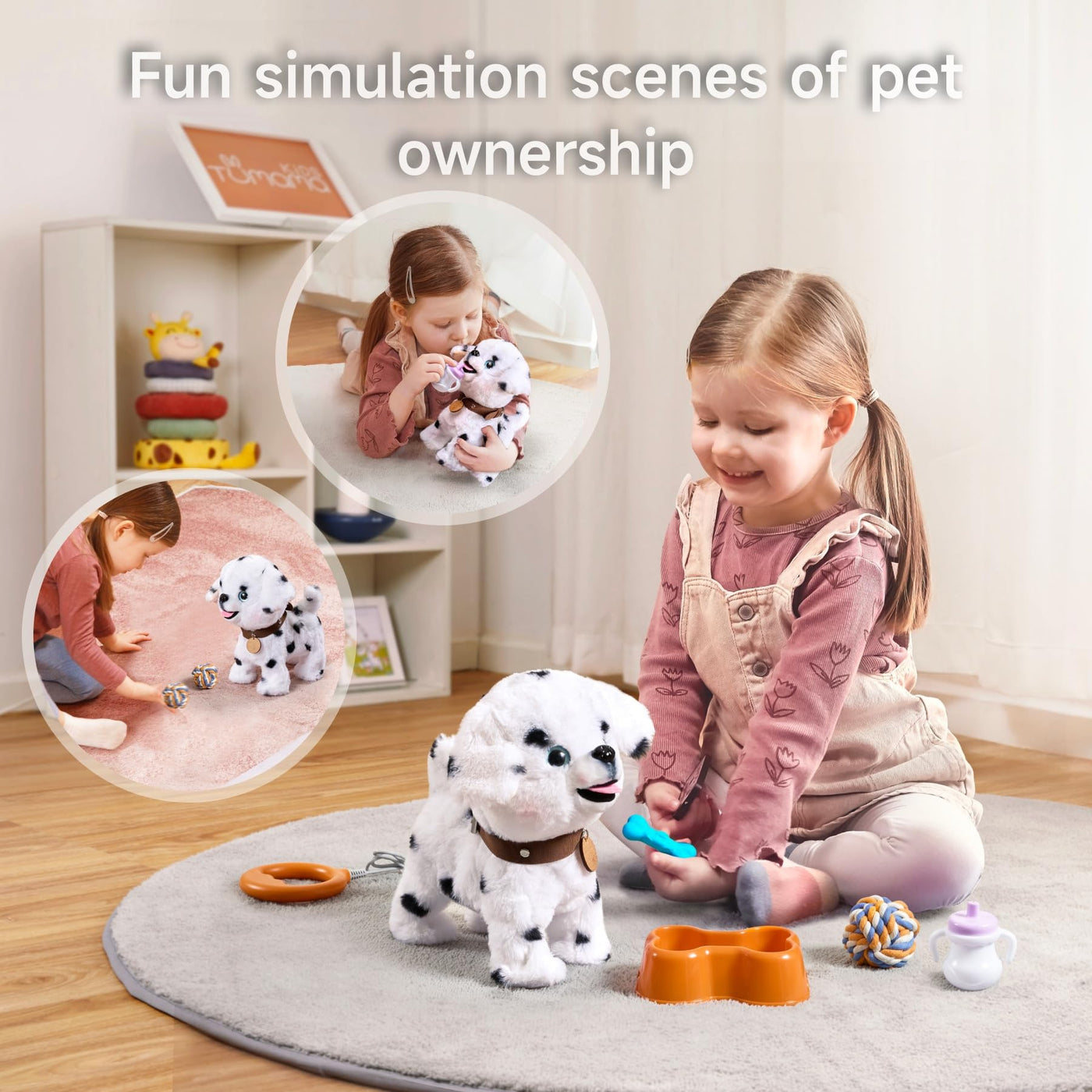 OR OR TU Hund Spielzeug Plüschwelpe Elektronische Haustiere mit Ferngesteuerter, der Läuft und Bellt, Realistisches Interaktives Spielzeug für Kinder Mädchen Junge Geschenk