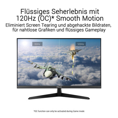 ASUS Eye Care VY279HGR - 27 Zoll Full HD Monitor - 120 Hz, 1ms MPRT, AdaptiveSync, GameFast Input - IPS Panel, Vesa 100x100, 16:9, 1920x1080, HDMI, D-Sub
