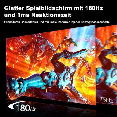 Minifire Gaming Monitor 27",180 Hz, WQHD, Nano IPS, OD 1ms, HDR, 120% sRGB, AMD FreeSync+,Motion Blur Reduction Technologie, VESA(100 x 100 mm) - Schwarz MFG27F4Q