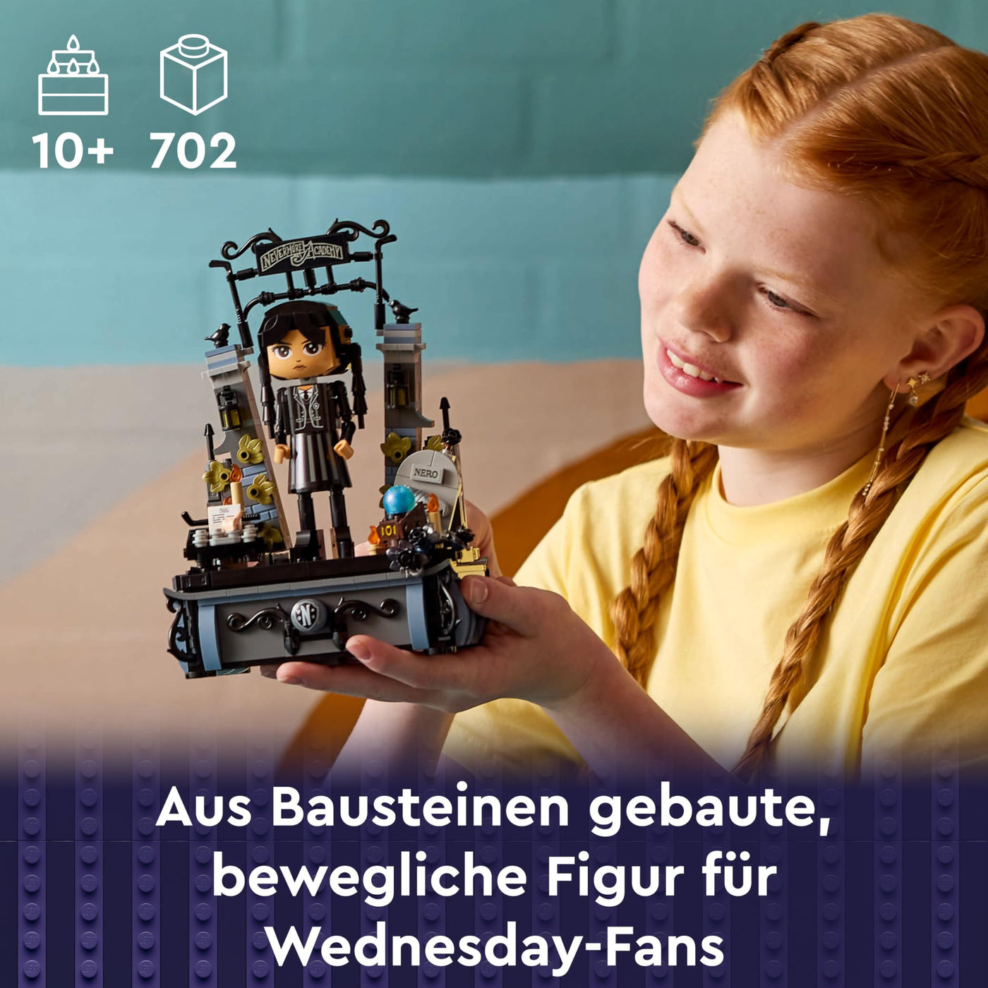 LEGO Wednesday: Wednesday Addams Baufigur, Set zum Sammeln für Kinder, Spielzeug zum Umbauen mit Elementen, Abenteuer-Spielset für ältere Mädchen und Jungen mit Spielzeugfigur 76780
