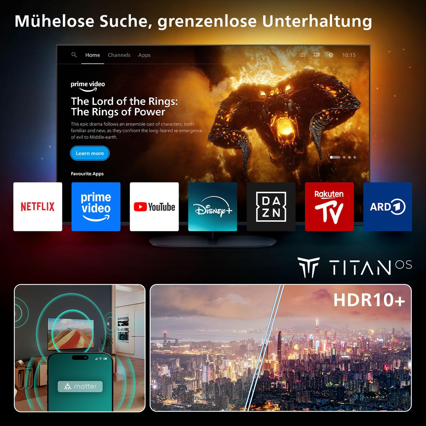 Philips 50PUS7800 4K LED Smart TV - 50 Zoll Display mit Pixel Precise Ultra HD, Titan OS Plattform und Dolby Atmos Sound - Funktioniert mit Alexa und Google Sprachassistent