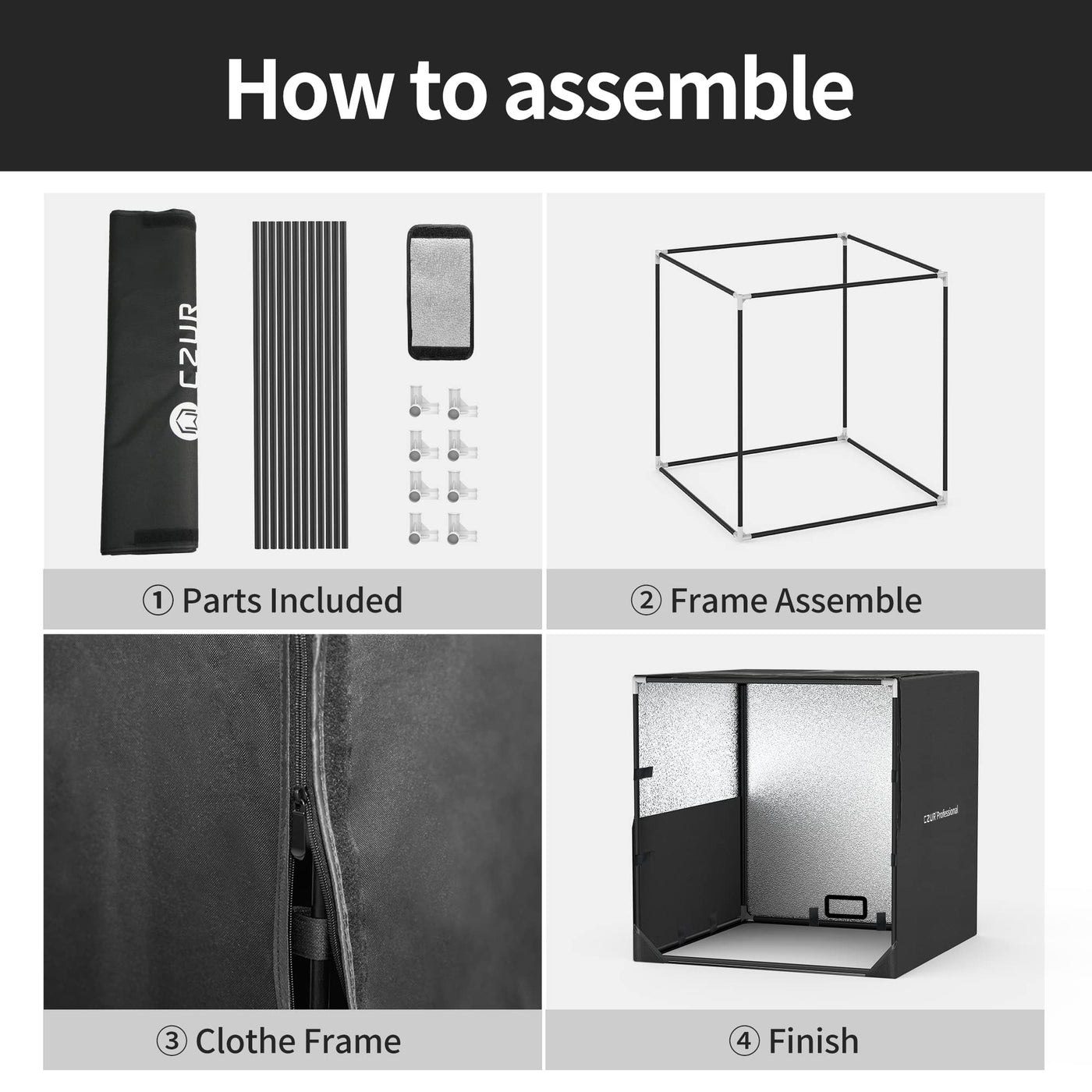 CZUR Fotostudio mit Handtasche, Fotobox Studio Box Scanner-Helfer, 60 * 60 * 60cm, Faltbar & Tragbar, geeignet für CZUR Buchscanner Dokumentenscanner