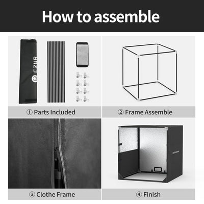 CZUR Fotostudio mit Handtasche, Fotobox Studio Box Scanner-Helfer, 60 * 60 * 60cm, Faltbar & Tragbar, geeignet für CZUR Buchscanner Dokumentenscanner