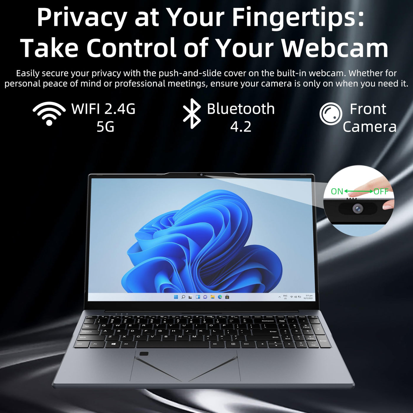 15,6" FHD Laptop, Ryzen 5 3500U (bis zu 3,7 GHz) Quad-Core-Prozessor, 16GB DDR4 RAM, 1TB NVMe SSD, Tragbares Notebook mit Touchpad-Steuerung & Privatsphäre-Webcam-Schalter (16+1TB)