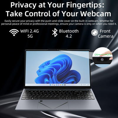 15,6" FHD Laptop, Ryzen 5 3500U (bis zu 3,7 GHz) Quad-Core-Prozessor, 16GB DDR4 RAM, 1TB NVMe SSD, Tragbares Notebook mit Touchpad-Steuerung & Privatsphäre-Webcam-Schalter (16+1TB)