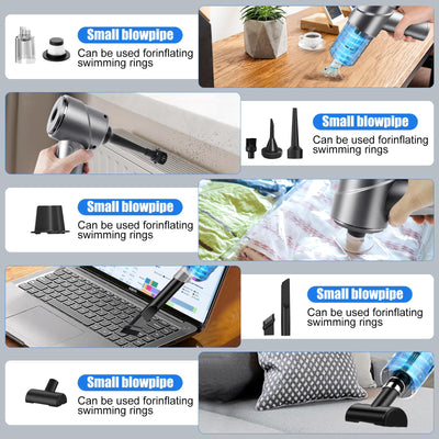 AGARELE Handstaubsauger 12000Pa Auto Staubsauger USB-C Wiederaufladbarer Akku Handstaubsauger Kabellos 4 in 1 Mini Staubsauger für den Auto, Haus, Küche Grau