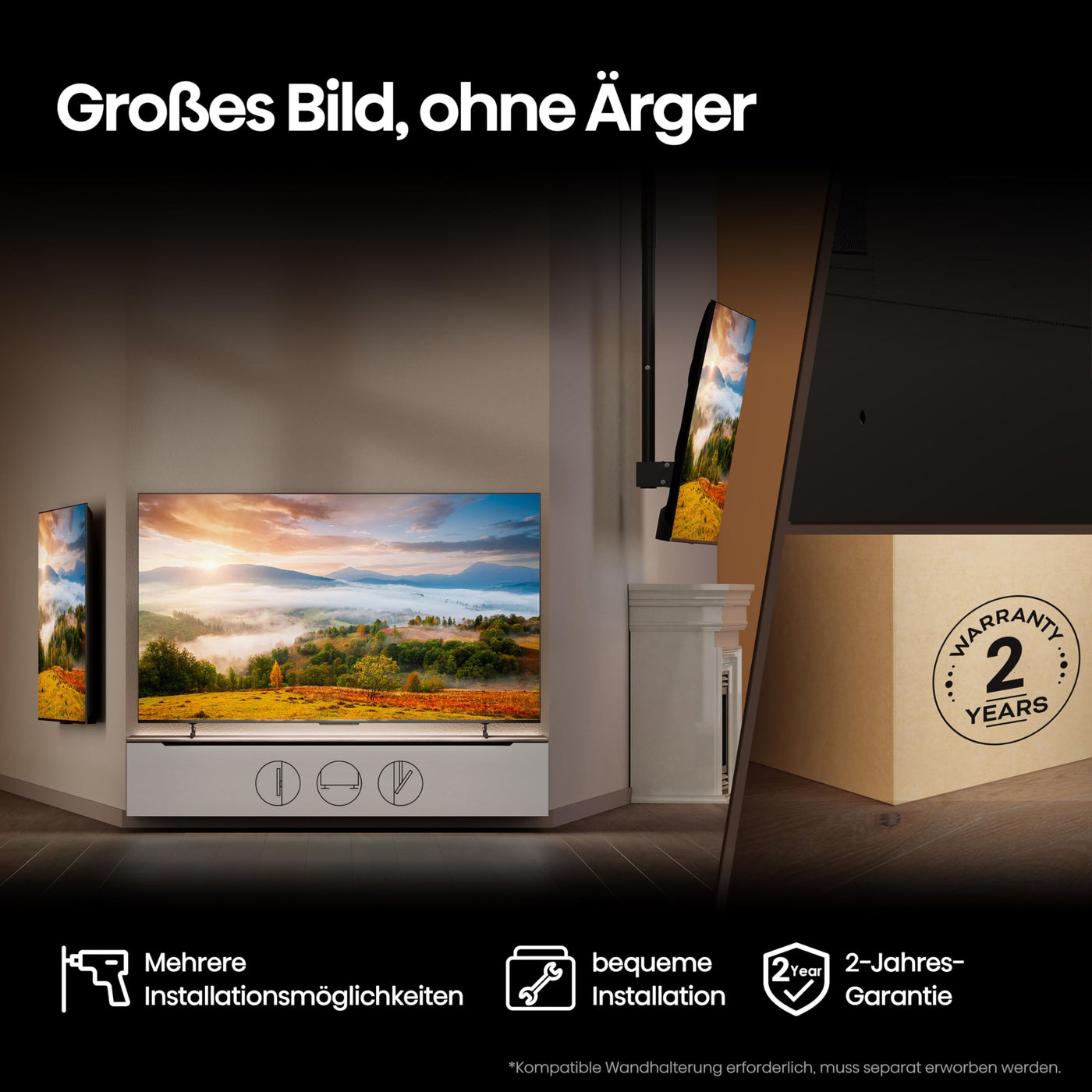 Hisense 100U7KQ (100 Zoll) Fernseher 4K Mini LED ULED HDR Smart TV, Quantum Dot, 144Hz, HDMI 2.1, Game Mode Pro, Dolby Vision IQ & Atmos, Bluetooth, Alexa Built-in, Anthrazit
