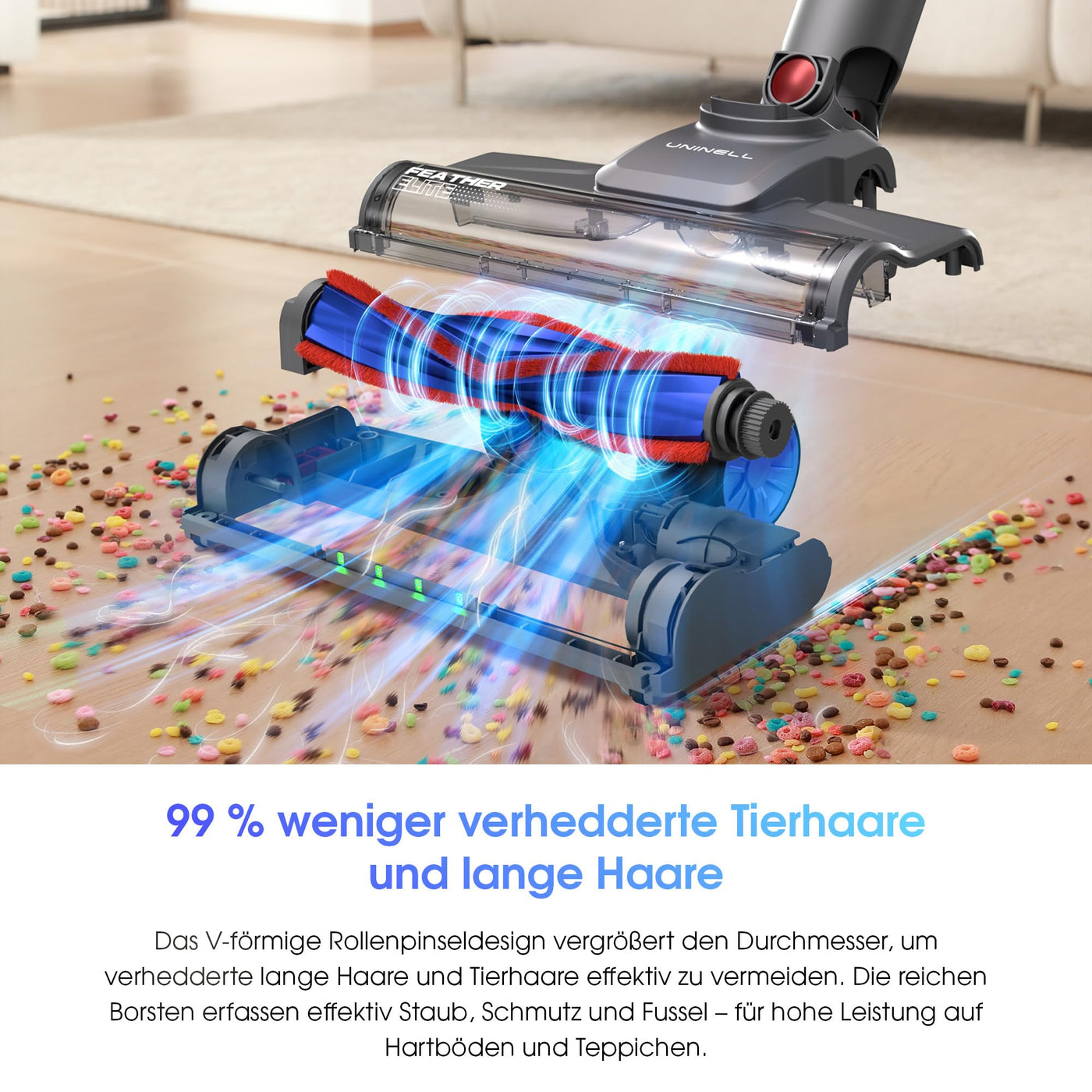 UNINELL Home UV1 Akku Staubsauger 45000Pa/450W/60Min,Staubsauger Kabellos Selbstladender mit LED-Display, Anti-Verhedderung-Bürste akkustaubsauger Super Leise für Teppich,Hartboden und Tierhaare
