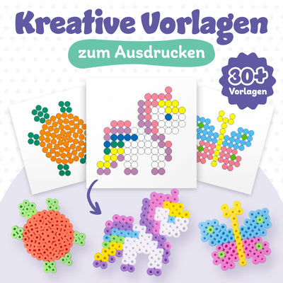 molinoRC Große Bügelperlen 10mm [1000er Nachfüll Pack] in 7 PASTELL Farben - mit 30+ VORLAGEN-Download - XL Bügelperlen - Steckperlen groß ab 3 Jahren für einfaches Bügeln & Basteln - Maxi Perlen