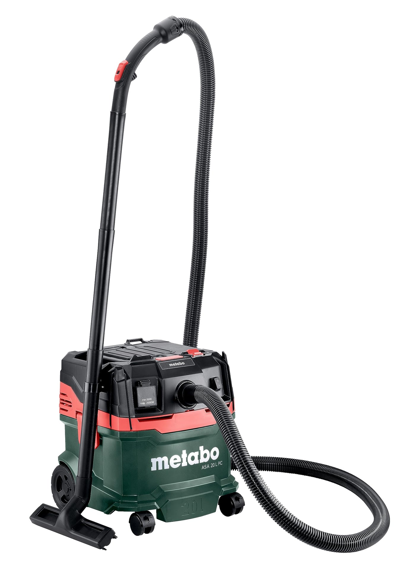 metabo Allessauger ASA 20 L PC -1200 W, 20 l Behälter, Staubklasse L - Nass-/Trockensauger mit integrierte Filterabreinigung, Gerätesteckdose, Antistatik, Mobil - 5,5 m Kabellänge