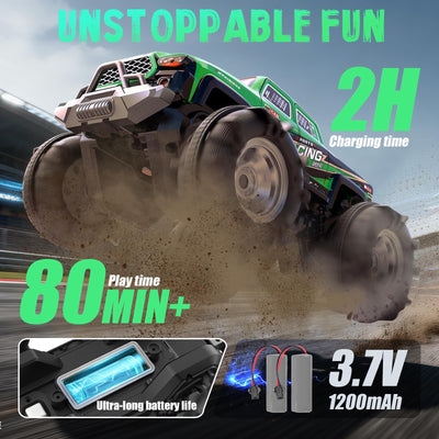 Gaeymy Amphibisches Ferngesteuertes Auto, 1:18 RC Auto Wasserdicht mit Gestensensor und LED Licht, 2,4 GHZ 4WD 360° Drift für Kinder