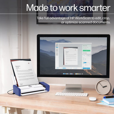 HP Kompakter Desktop Duplex USB Mobiler Dokumenten- & Foto-Scanner mit Auto-Feed Tray für tragbares 2-seitiges digitales Scannen