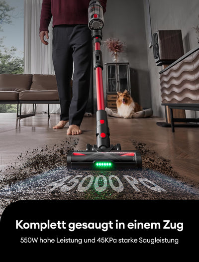Ultenic U16 Flex Akku Staubsauger Kabellos 550W/45 Kpa, 60 Min Laufzeit Akkustaubsauger mit Touchscreen und Faltrohr, Wandmontierte Ladestation Grün Licht, Anti Tangle für Hartböden Teppich Tierhaare