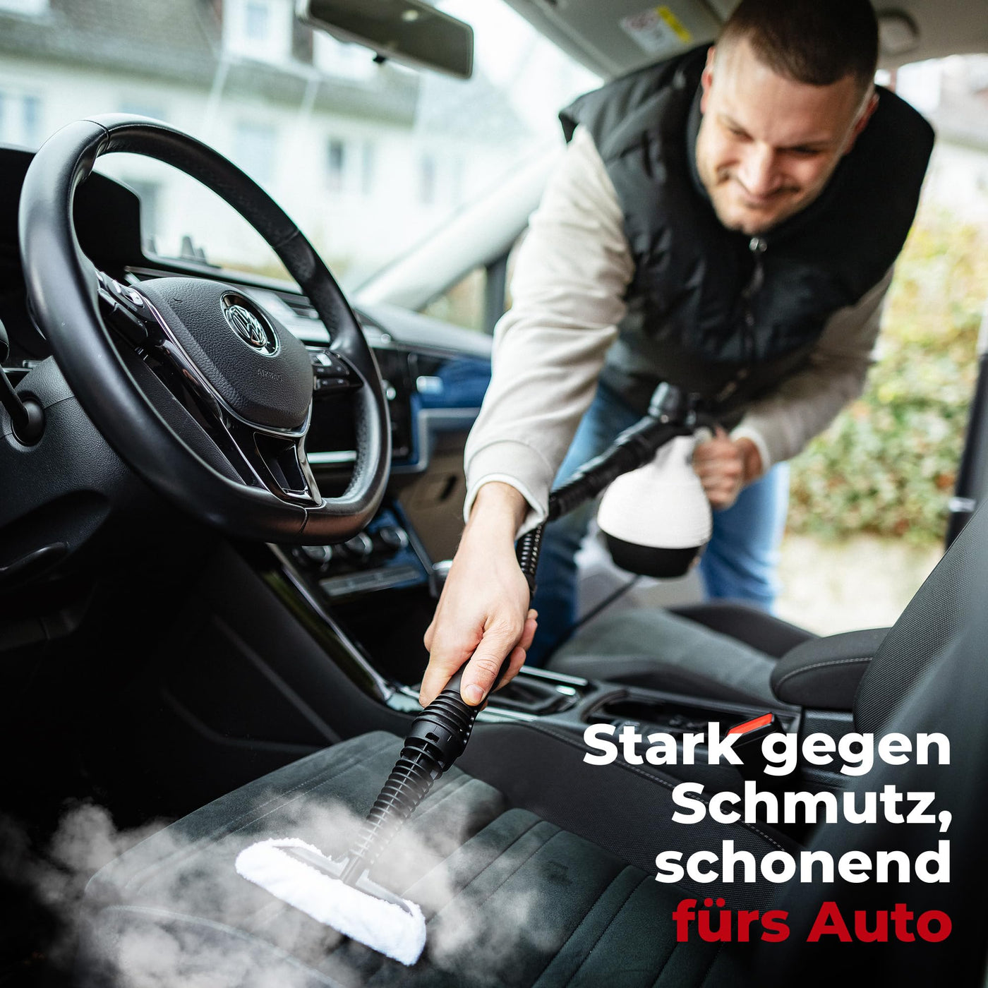 Neighbour's Friend® Dampfreiniger Neues Modell – Leistungsstarker Hand Steam Cleaner, 3,5 Bar Druck, 4m Kabel, 350ml Tank I Handdampfreiniger für Auto, Werkstatt, Haushalt & Fensterreinigung