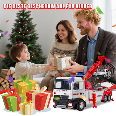 Charmofun Abschleppwagen Spielzeug Kinder, Transporter Lastwagen mit Beweglichem Kran, Recovery Abschlepper Spielzeug mit Licht und Sounds, Geschenk Vielseitiger Abschleppauto für Kinder ab 3 Jahren