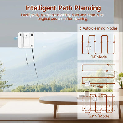AlfaBot GLS400 Quadratischer Fensterputzroboter - Effizient, Intelligent, mit Zwei-Wege-Sprühen und Sicherheitsfunktionen, Vielseitig für Haus, Büro, Einkaufszentrum und Hotel