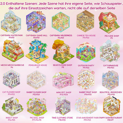 40 Stück 3D House Stickers Scene Set, Stickerbuch Wiederverwendbar, Sticker Therapy, DIY-Aufkleber für Basteln, with 56 PET Sticker, 40 Mminiatur Haus, 2 Pinzette, Relief Stress für Erwachsene Kinder